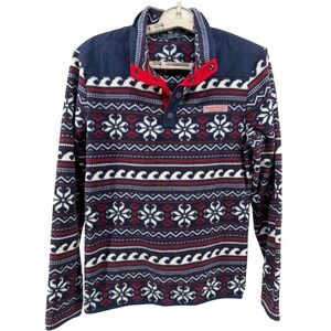 Vineyard Vines Men's Fair Isle Fleece Pullover Snap Neck Shirt XS